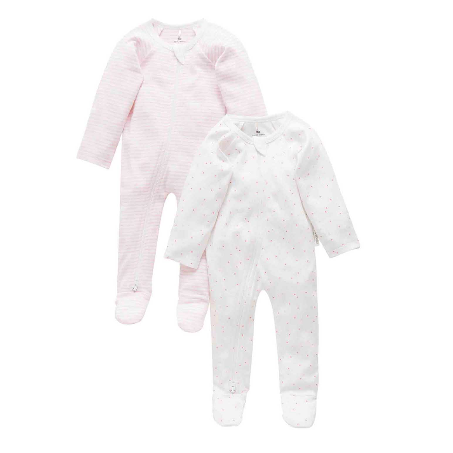 Purebaby 2 Pack Zip Growsuit
